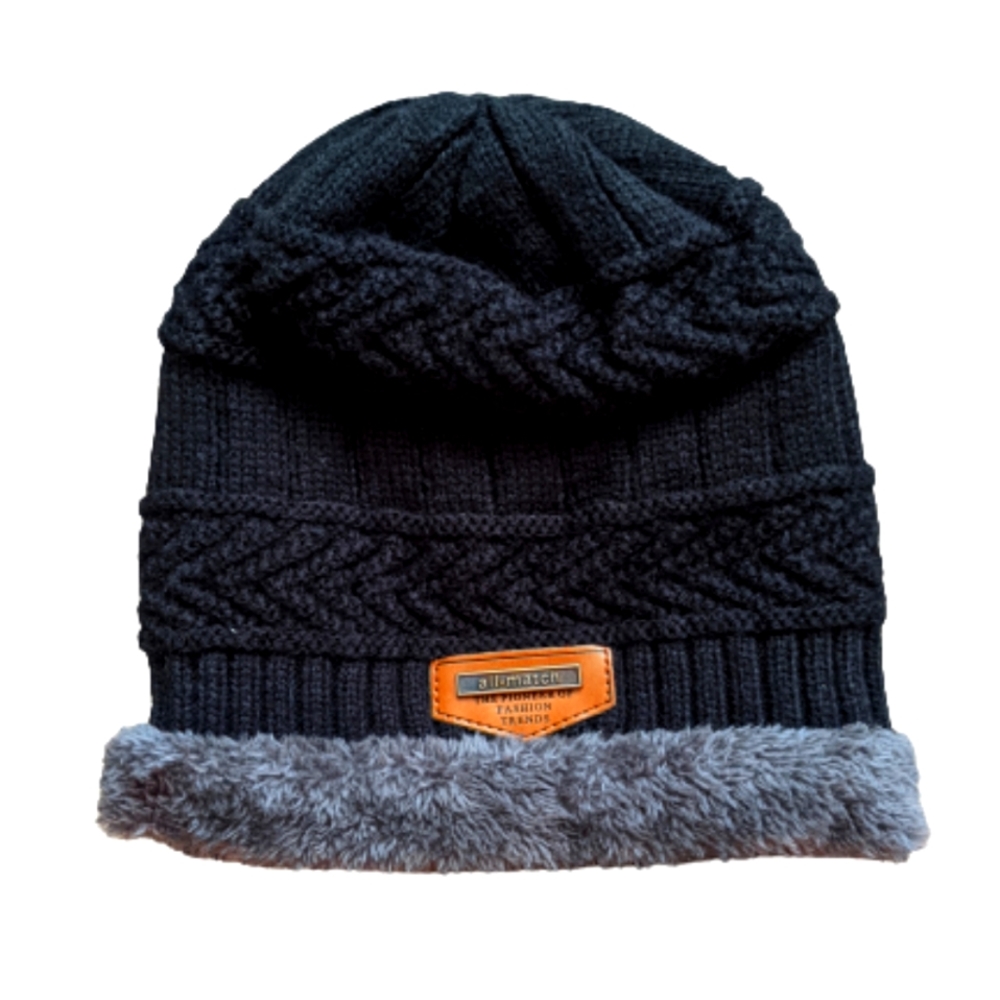 All-Match Faux Fur Lined Knit Cap